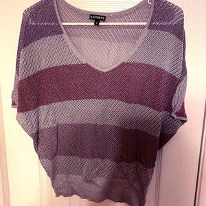 Dolman Shimmery Striped Knit Sweater